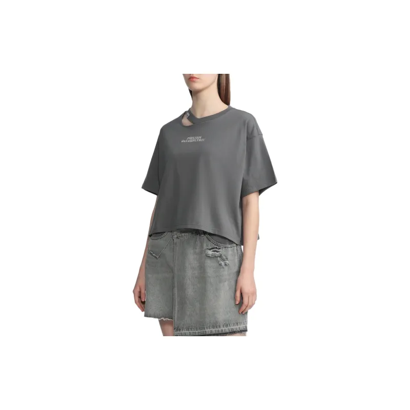 MUSIUM DIV Cut out detail Cropped T shirt-6