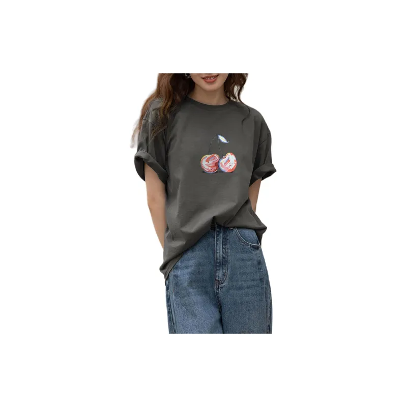 Demana Drop Shoulder Sleeve T Shirt Women's Asphalt Gray-1