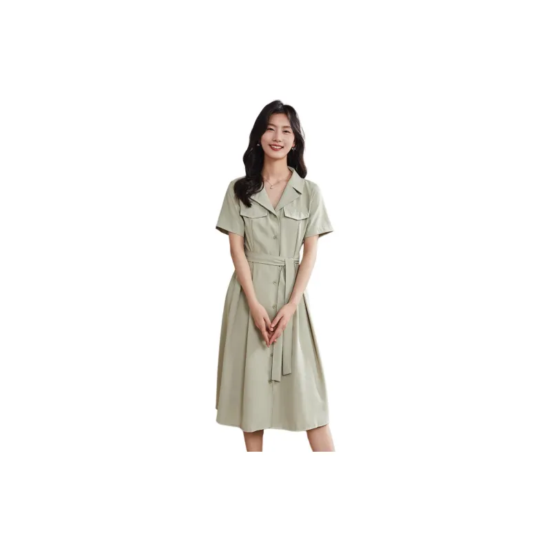 Coonesha Short Sleeved Dresses Women's Green-3