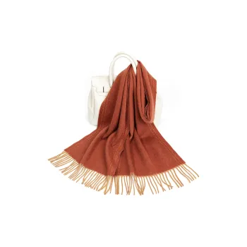 Shanghai Story 100% Cashmere Knit Scarves Women's Coffee Red Gift Box Set