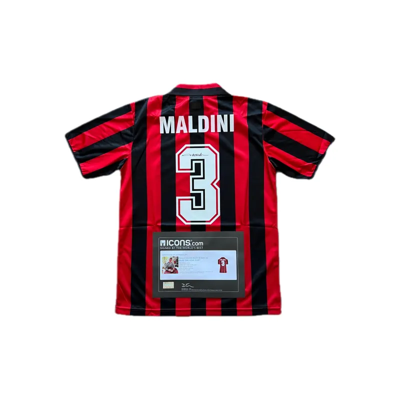 ICONS.com Martini AC Beige Blue 1988 Jersey Includes Certification Certificate Not Framed Soccer Apparel Includes Box-0