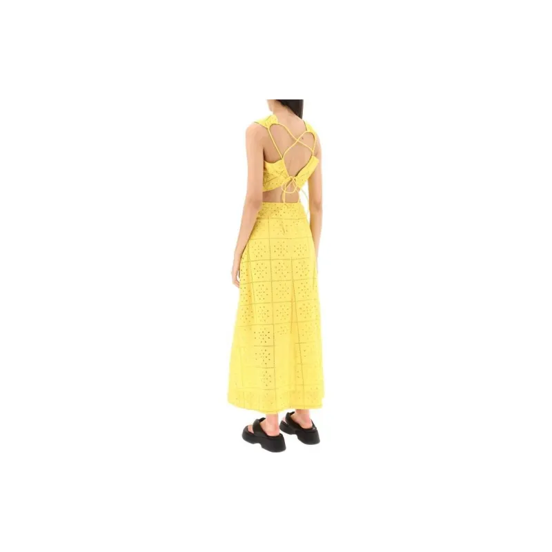 GANNI Broderie-anglaise Cotton Midi Dress-3