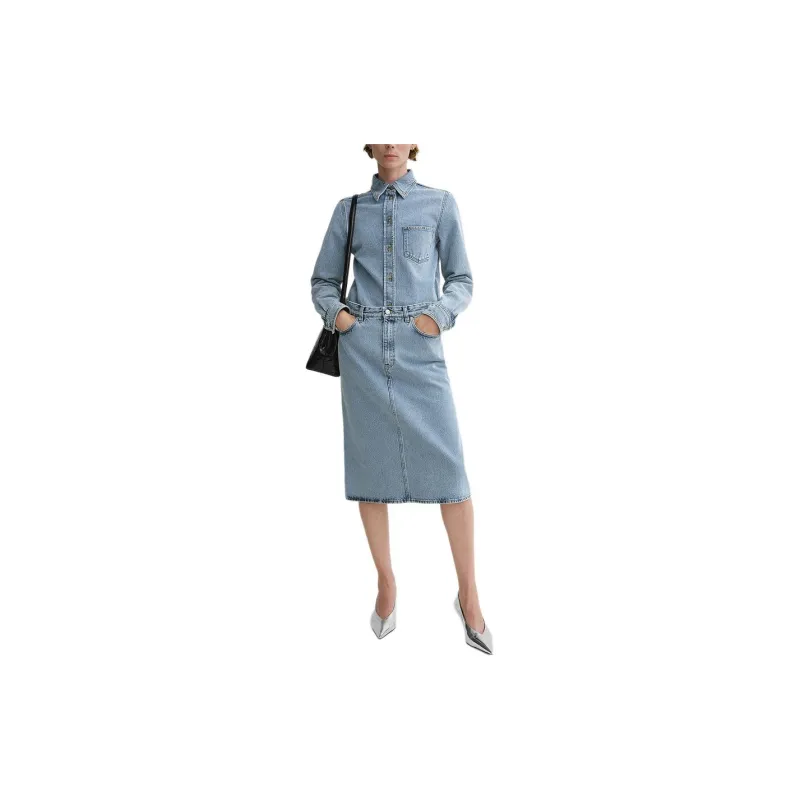 TOTEME Mid Rise Denim Midi Skirt-1