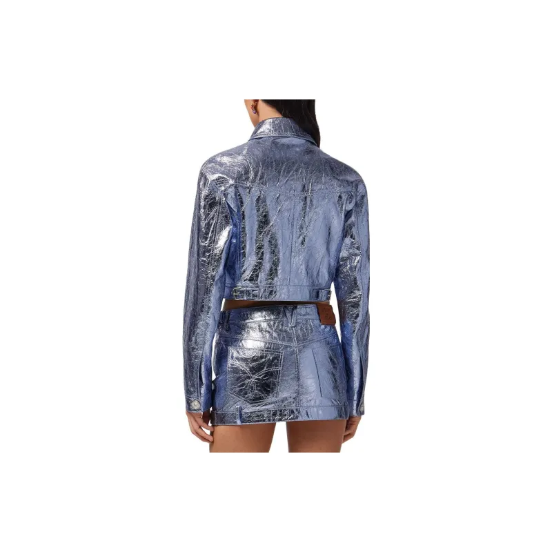VERSACE X Dua Lipa Metallic effect Leather Jacket-3