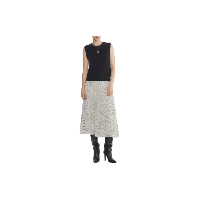 ARITZIA Wilfred New Twirl Pleated Skirt Casual Long Skirts Women's Light Birch Black/Light Birch Wood Black-4