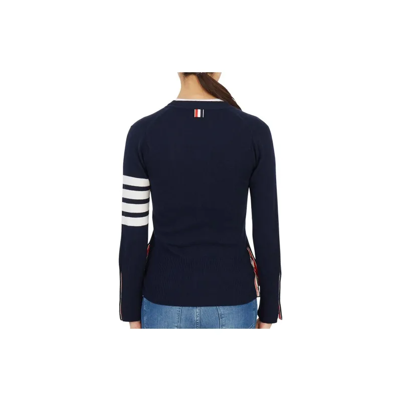 THOM BROWNE 4 Bar V Neck Cardigan-2