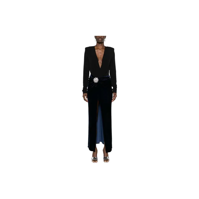 Paco Rabanne Embellished Belt Velvet Skirt-2