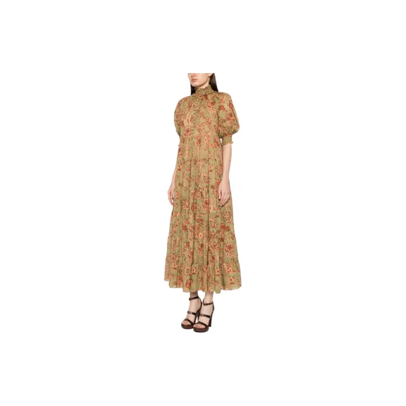 Zimmermann SS24 Short-Sleeved Dresses Women's Sage Green-3