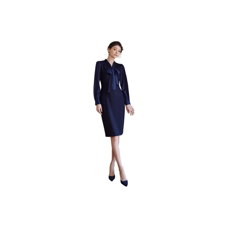 ROEYSHOUSE Long Sleeved Dresses Women's Dark Blue-3