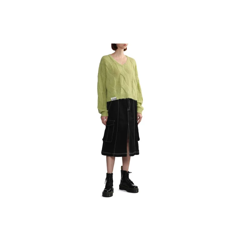 Izzue V neck Cable knit Jumper-3