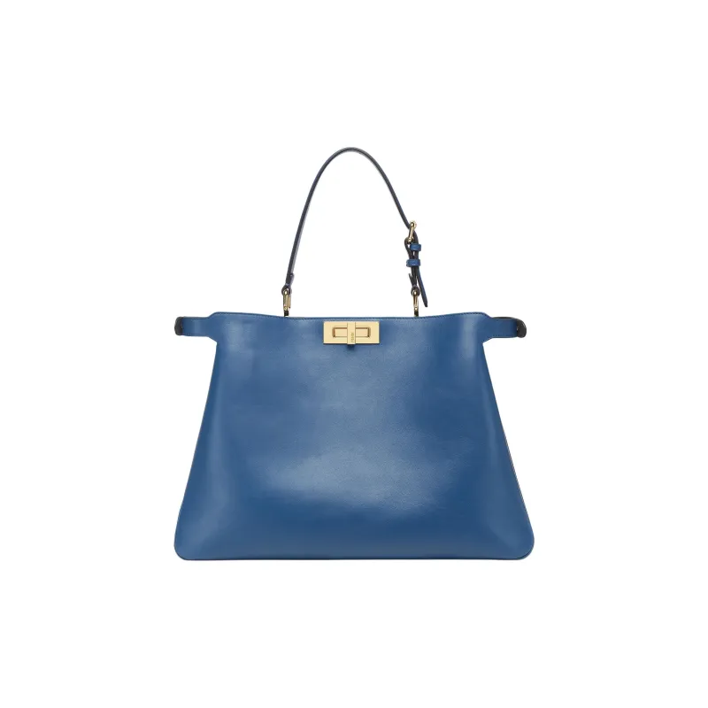 FENDI Peekaboo Calfskin Handbag Large Size Women's Blue-3