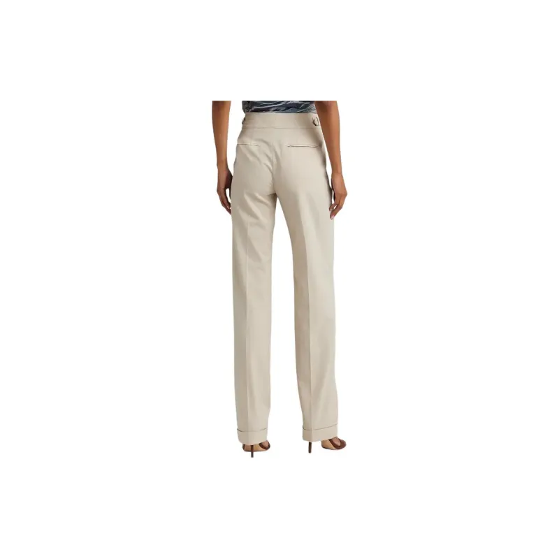 LAUREN RALPH LAUREN Pleated Wool Blend Twill Straight Pant Casual Pants Women's Beige-3