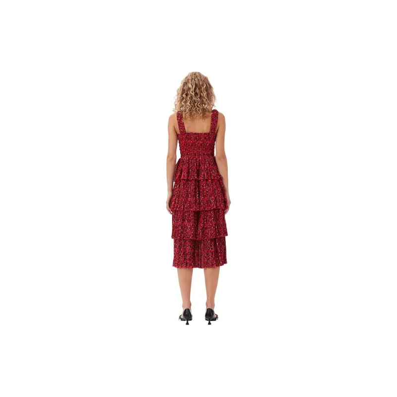 GANNI SS24 Slip Dress Women's Race Red-2