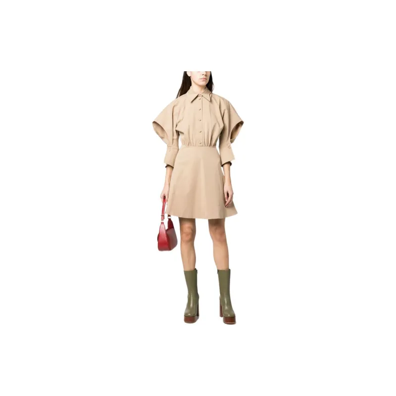 SportMax Long Sleeved Dresses Women's Khaki-1