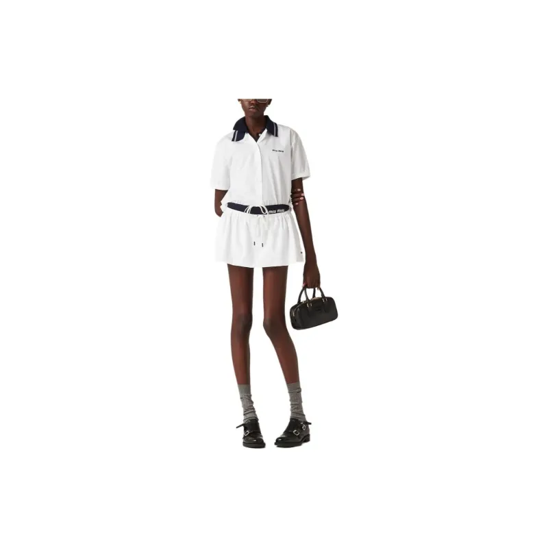 MIU MIU Logo embroidred Poplin Shirt-1