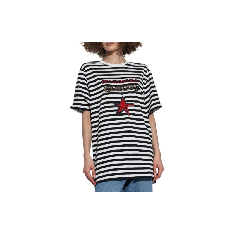 MaxMara Striped Logo Embellished T Shirt-1