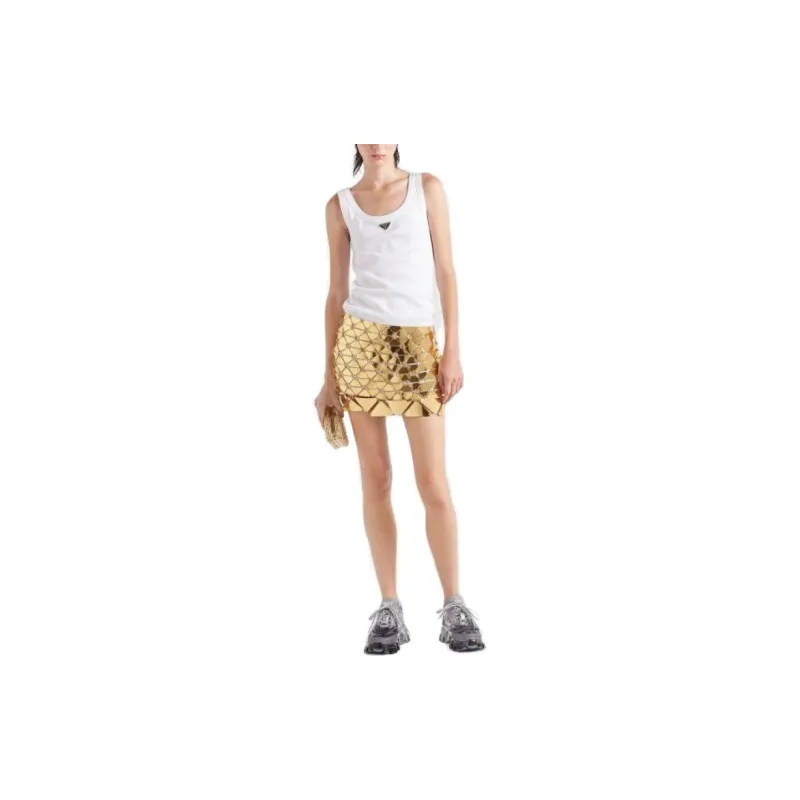 PRADA Casual Short Skirts Women's Gold-1