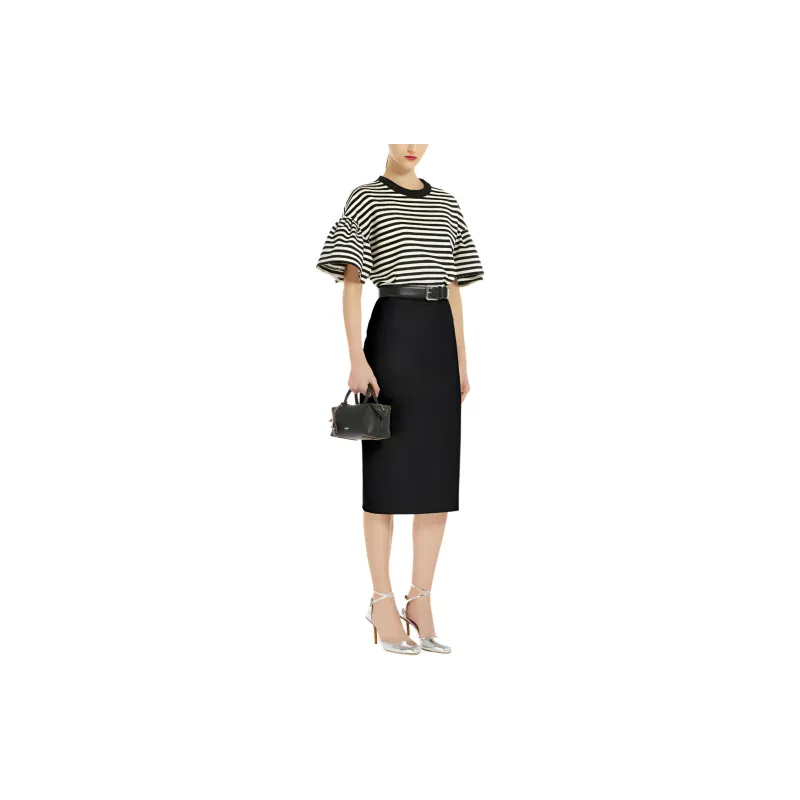 MaxMara Lubiana Collection Stretch Fabric Sheath Dress Casual Long Skirt Women's Black-1