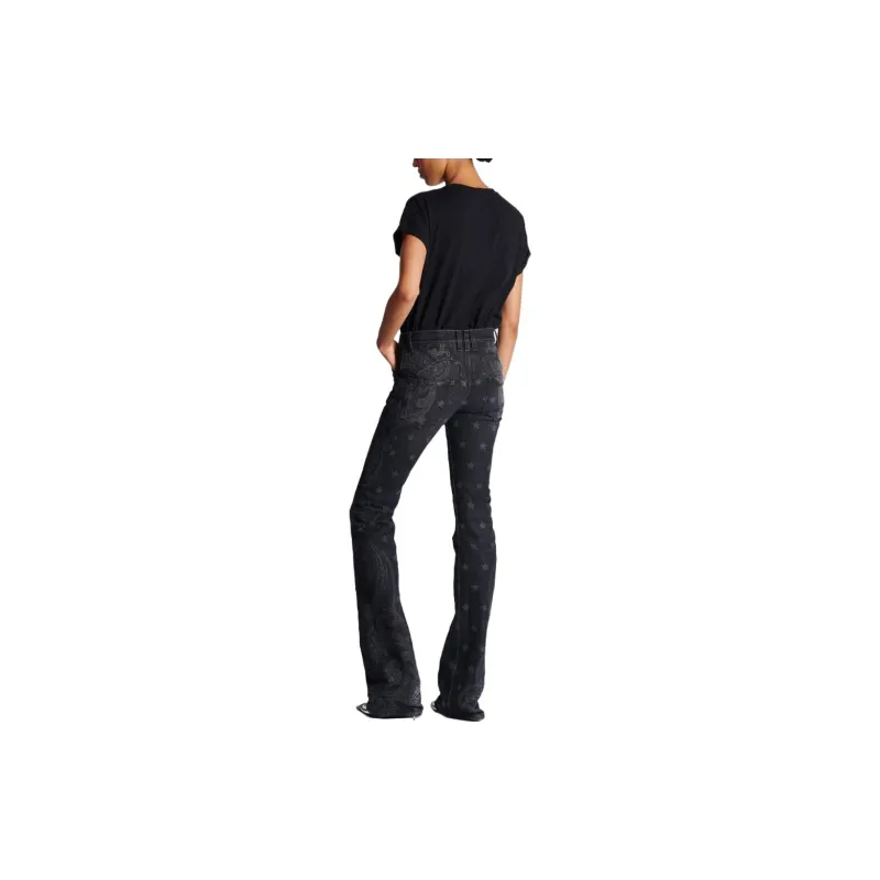 BALMAIN Star Paisley Print Denim Jeans-3