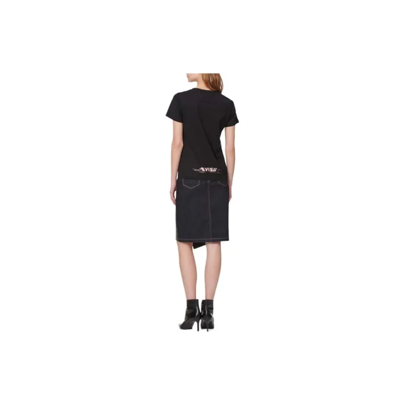 EVISU Casual Long Skirts Women's Denim Blue/Black-4