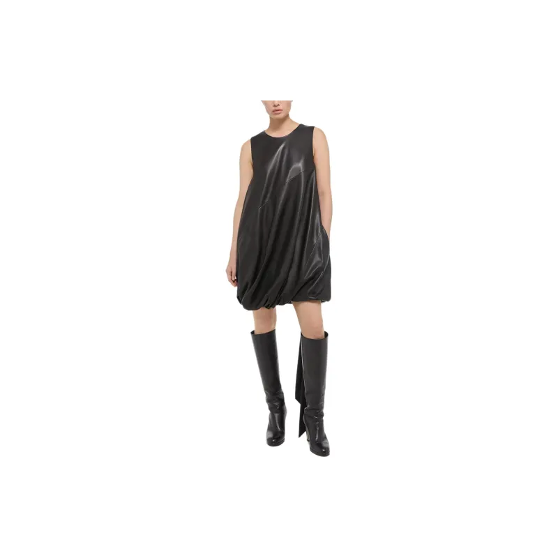 Helmut Lang Leather Puffball Minidress-2