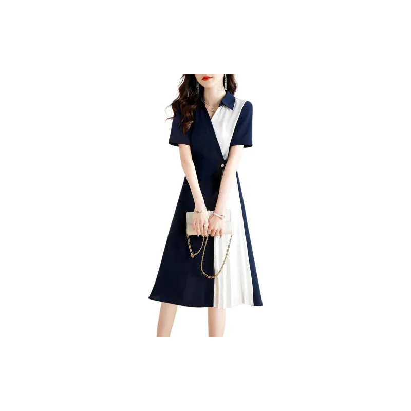 XWI Short Sleeved Dresses Women's Navy Blue-2