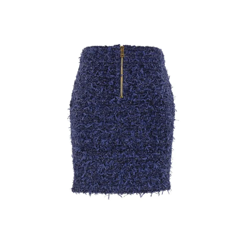 BALMAIN Tweed Button Detailed Mini Skirt-1