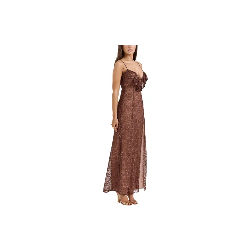 HOUSE OF CB LUCIANNA Slip Dresses Women's Espresso/Coffee-5