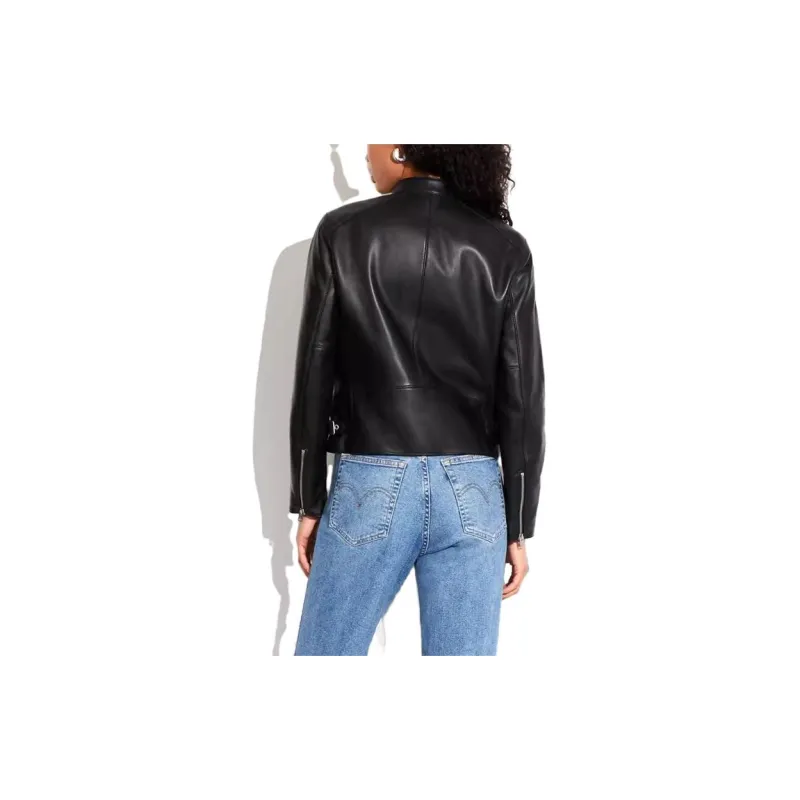 COACH Leather Jackets Women's Black-2