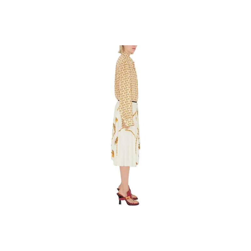Burberry Chain Printed Pleated Asymmetric Skirt-4
