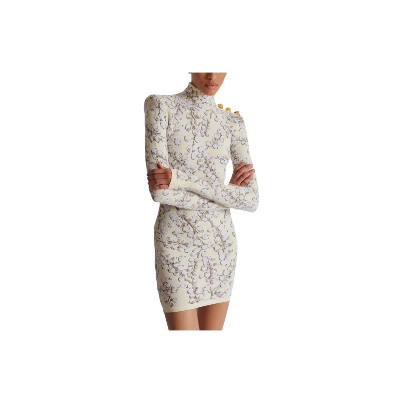 BALMAIN Redcurrant Jacquard knit Mini Dress-5