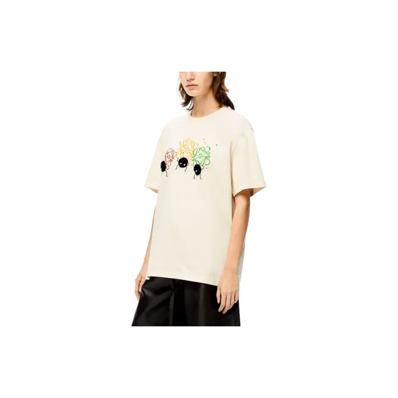 LOEWE Drop Shoulder Sleeve T Shirt Women's Ecru-3