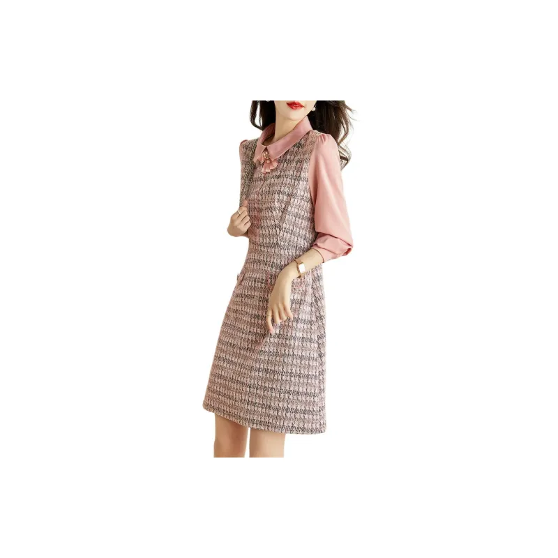 Mo Han Yi Mei Long Sleeved Dress Women's Light Pink-5