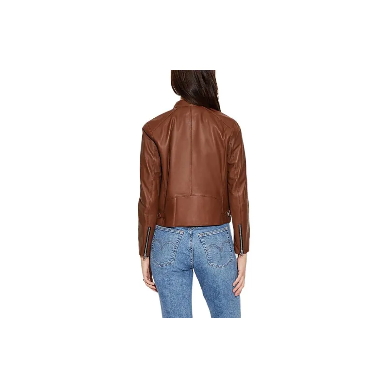 COACH SS24 Leather Jacket Women's Brown-2