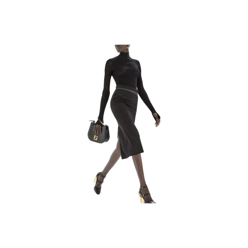 FENDI Casual Long Skirt Women's Black-3
