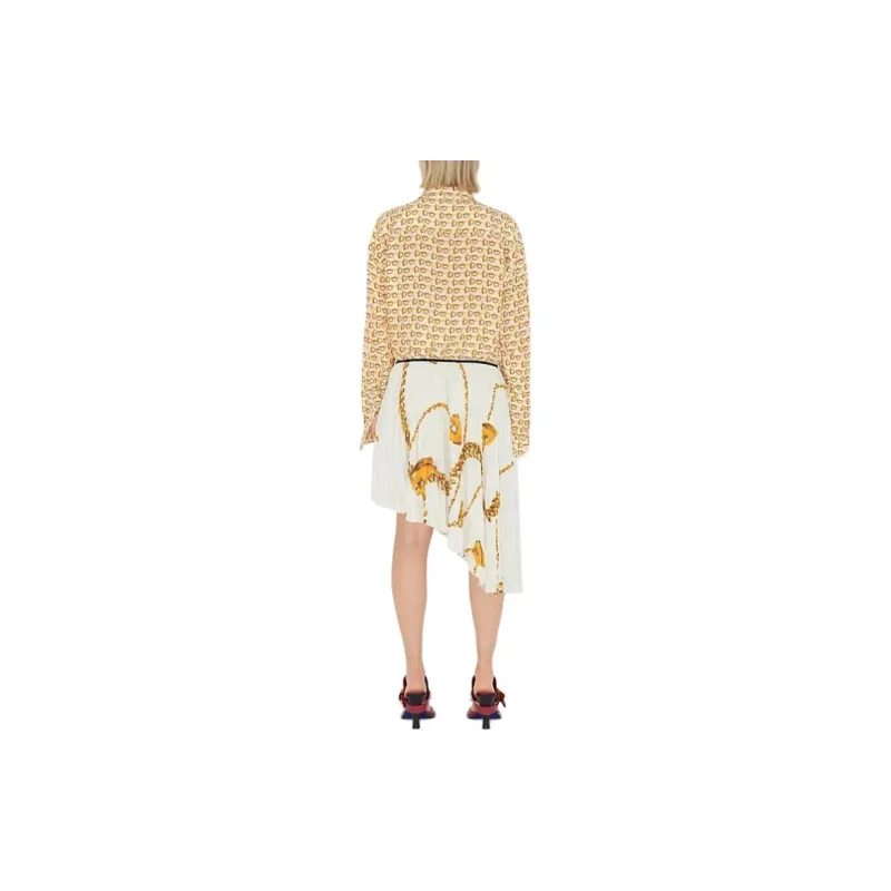 Burberry Chain Printed Pleated Asymmetric Skirt-3