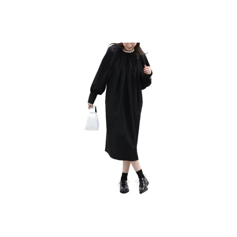 Beams Long Sleeved Dress Women's Black-2