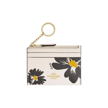 COACH Skinny Id Case Litchi Grain Leather Card Holder Mini Women's Chalk Multicolor