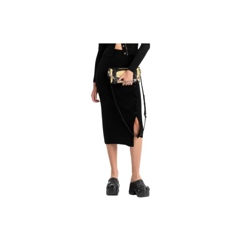 Feng Chen Wang Ribbed knit Wool Midi Skirt-3