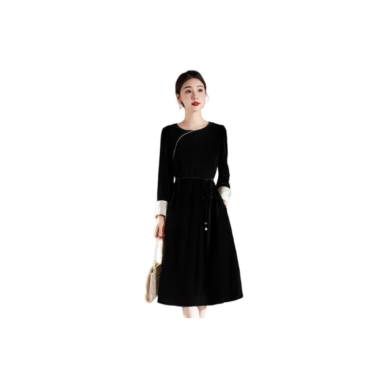 Ink Beauty Long Sleeved Dresses Women's Black-1