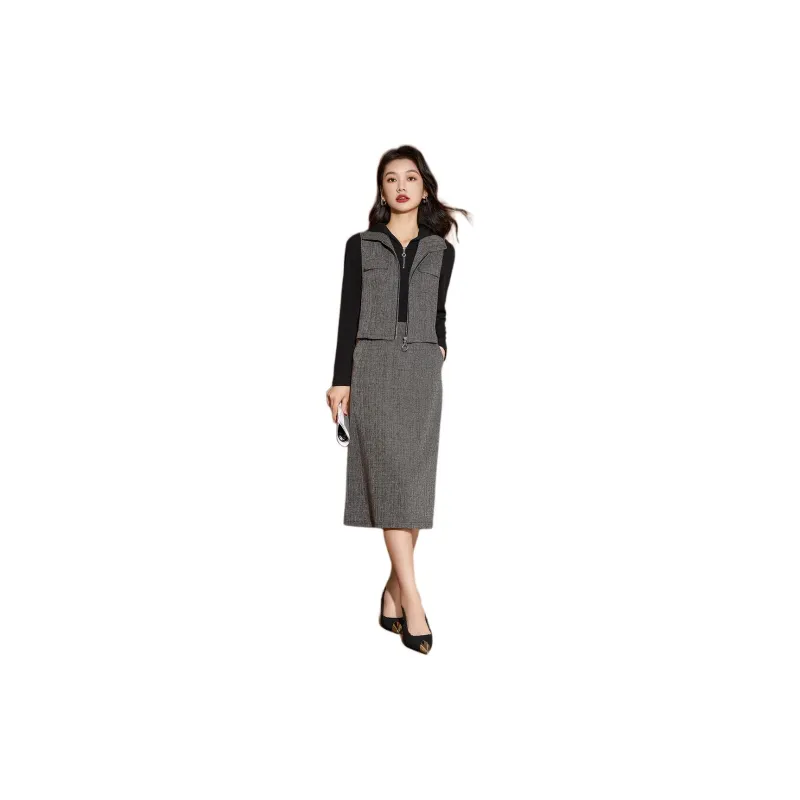 Mylan Two Piece Skirt Sets Women's Black-4