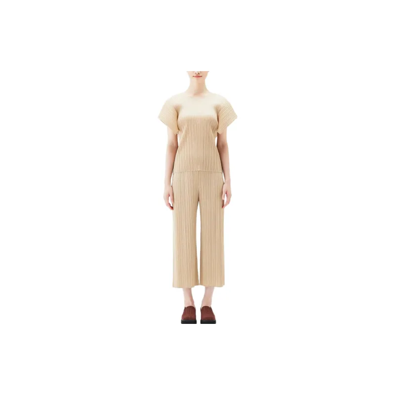 PLEATS PLEASE ISSEY MIYAKE Mc August Pants 'Beige'-1