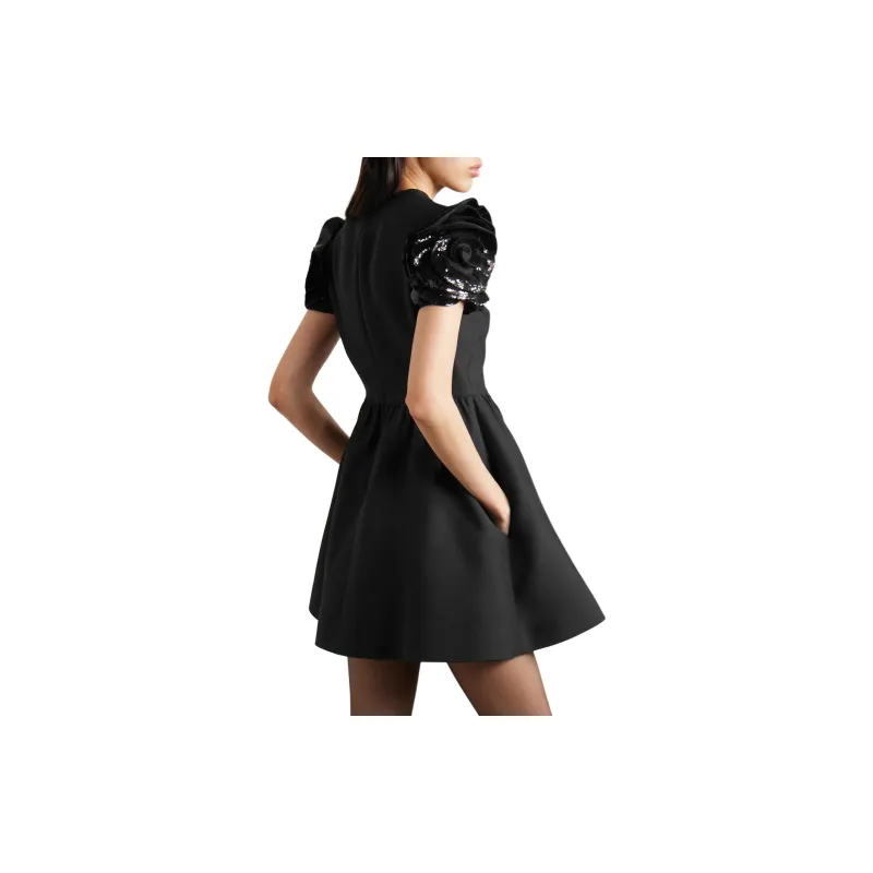 Valentino Short Sleeved Dresses Women's Black-3