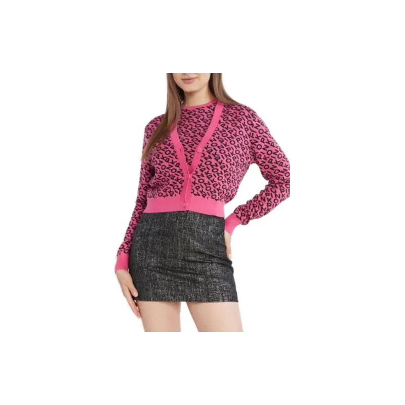 PINKO Logo jacquard V neck Cardigan-4