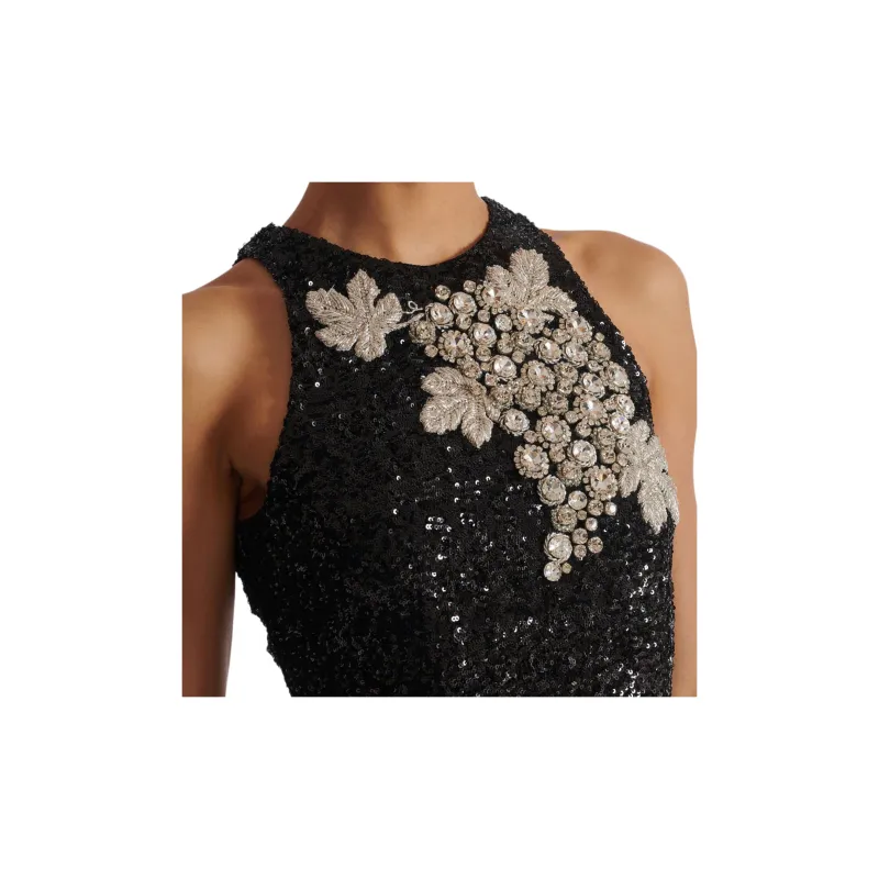 BALMAIN Embroidered Grape Motif Sleeveless Mini Dress-4