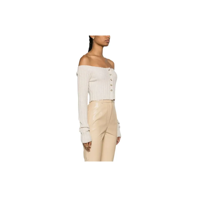 NANUSHKA Ribbed-knit Cropped Cardigan-2