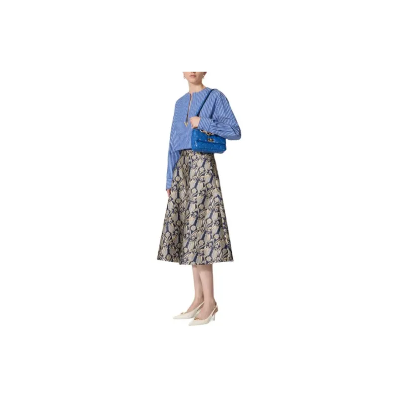 Valentino Brocade A-line Midi Skirt-1
