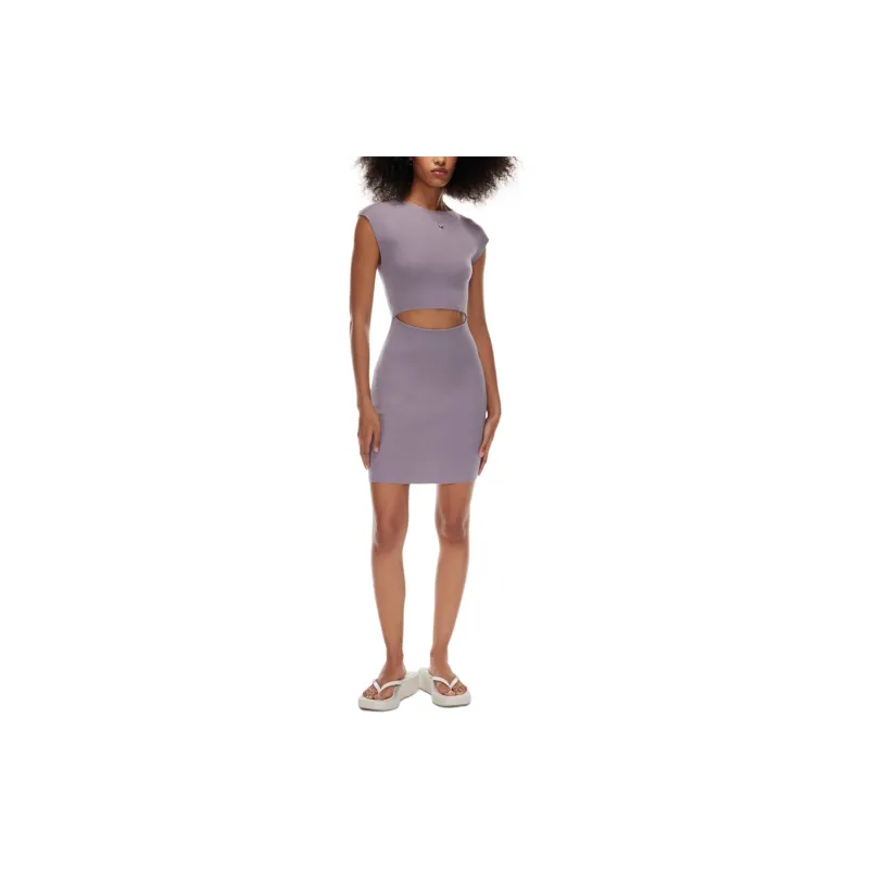 ARITZIA Wilfred Free Cut-Out Knit Mini Dress Short-Sleeved Dresses Women's Purple Slate-2