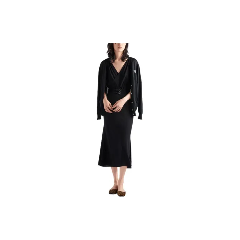 PRADA Sablé V Neck Dress-1