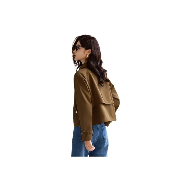 Yi Mengyuan Cropped Trench Coat Women's-6